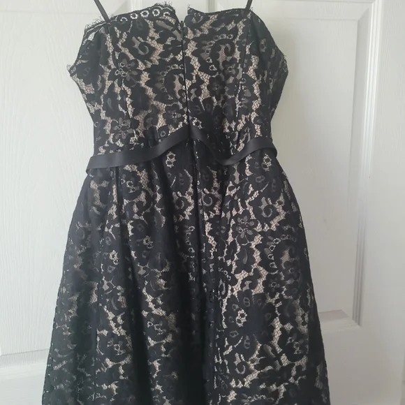 Chantilly Lace Black/Fleshtone Little Black dress PERFECT NYE PARTY DRESS - Picture 2 of 4